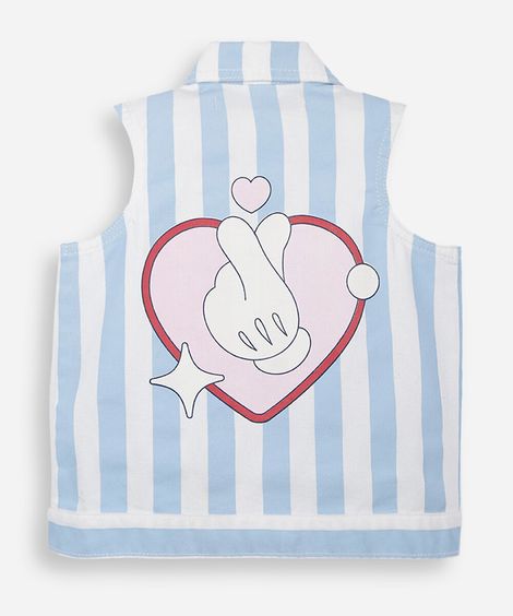 colete infantil de sarja listrado julia faria e mickey e amigos off white