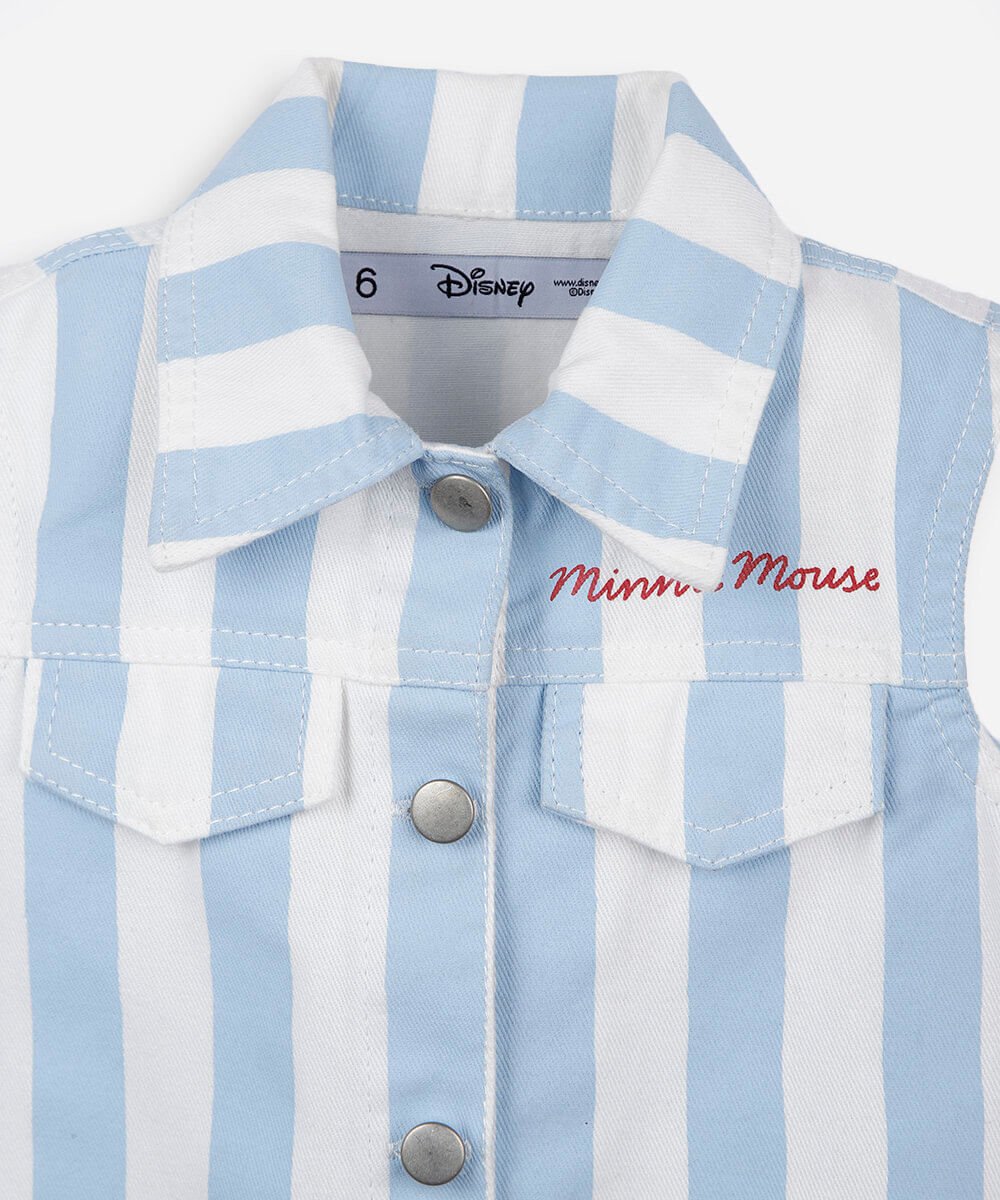 colete infantil de sarja listrado julia faria e mickey e amigos off white