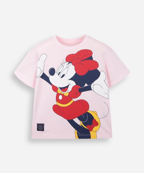 camiseta infantil de algodão manga curta julia faria e mickey e amigos rosa
