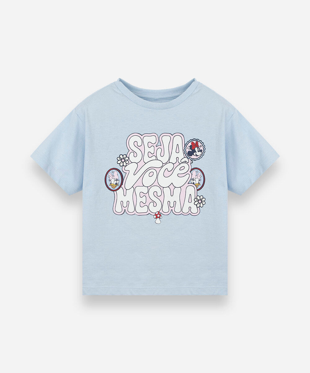 camiseta infantil de algodão manga curta julia faria e mickey e amigos azul