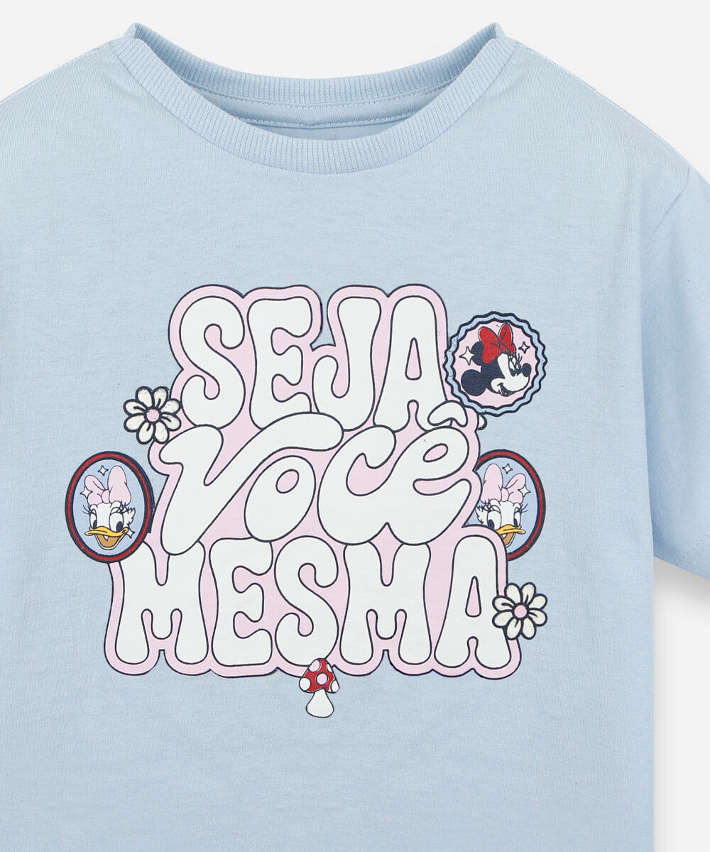 camiseta infantil de algodão manga curta julia faria e mickey e amigos azul