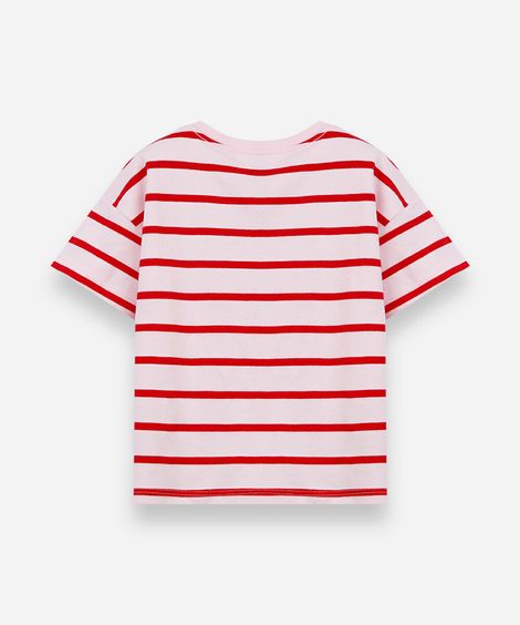 camiseta infantil com algodão listrada julia faria e mickey e amigos vermelha