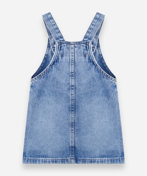 salopete infantil jeans com bordado julia faria e mickey e amigos azul