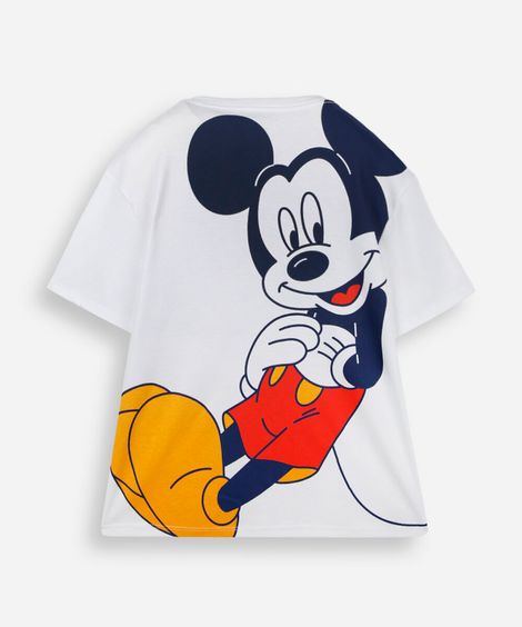 camiseta oversized juvenil com algodão manga curta julia faria e mickey e amigos off white