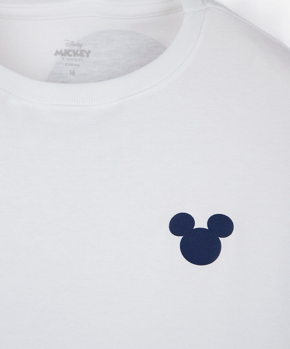 camiseta oversized juvenil com algodão manga curta julia faria e mickey e amigos off white