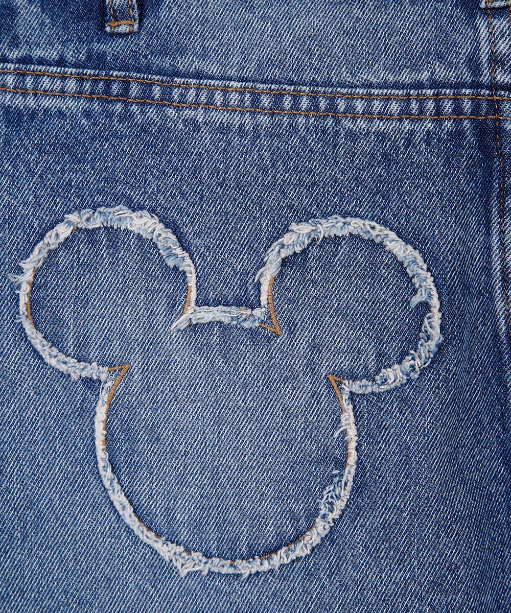 minissaia juvenil jeans cós cruzado julia faria e mickey e amigos azul