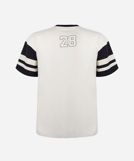 camiseta juvenil de algodão gola v manga curta julia faria e mickey e amigos off white