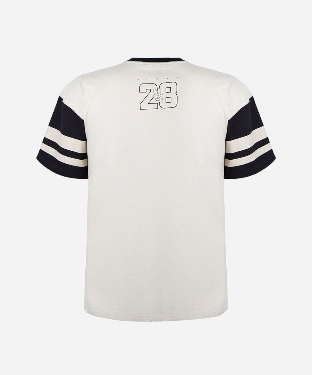 camiseta juvenil de algodão gola v manga curta julia faria e mickey e amigos off white