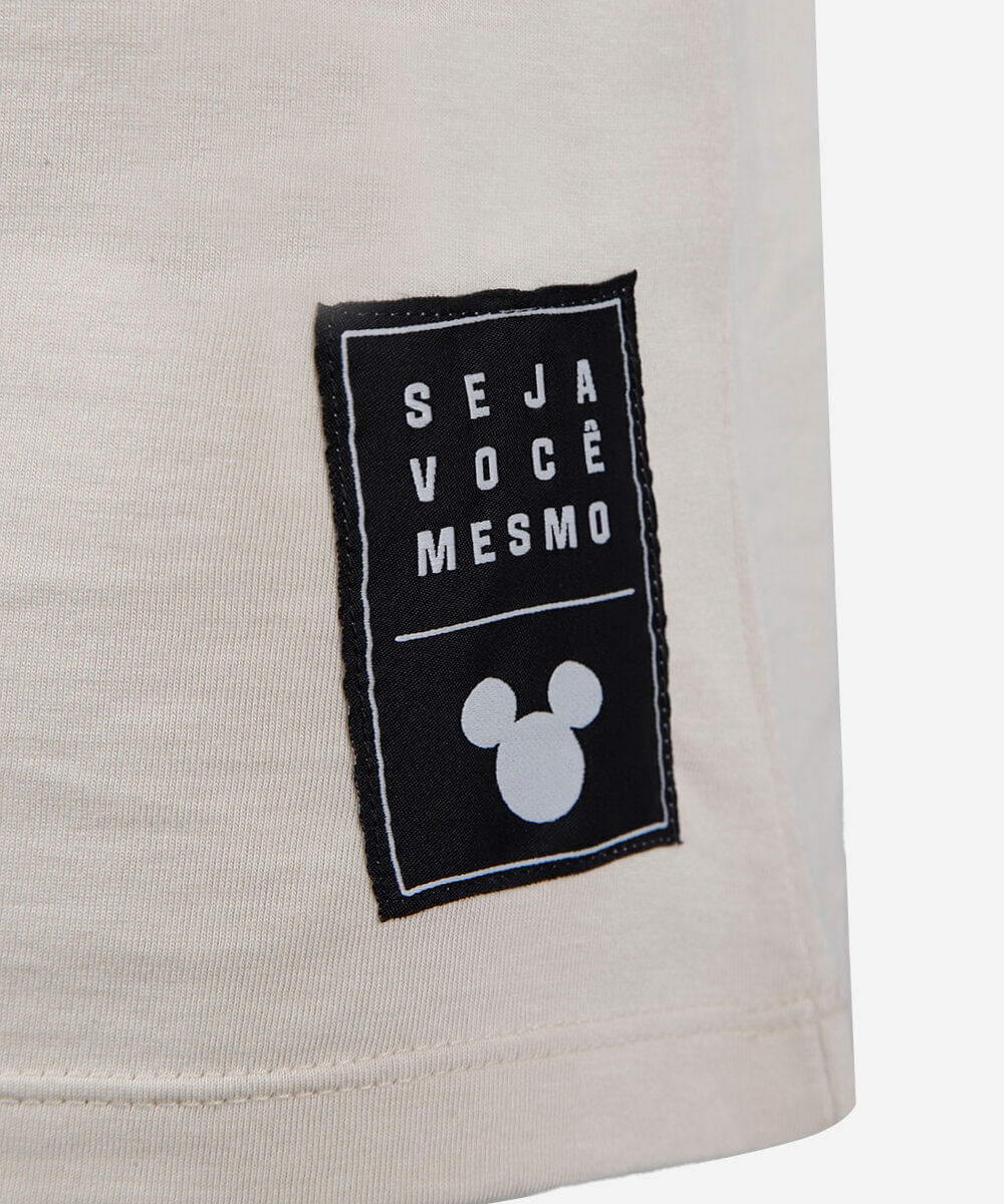 camiseta juvenil de algodão gola v manga curta julia faria e mickey e amigos off white