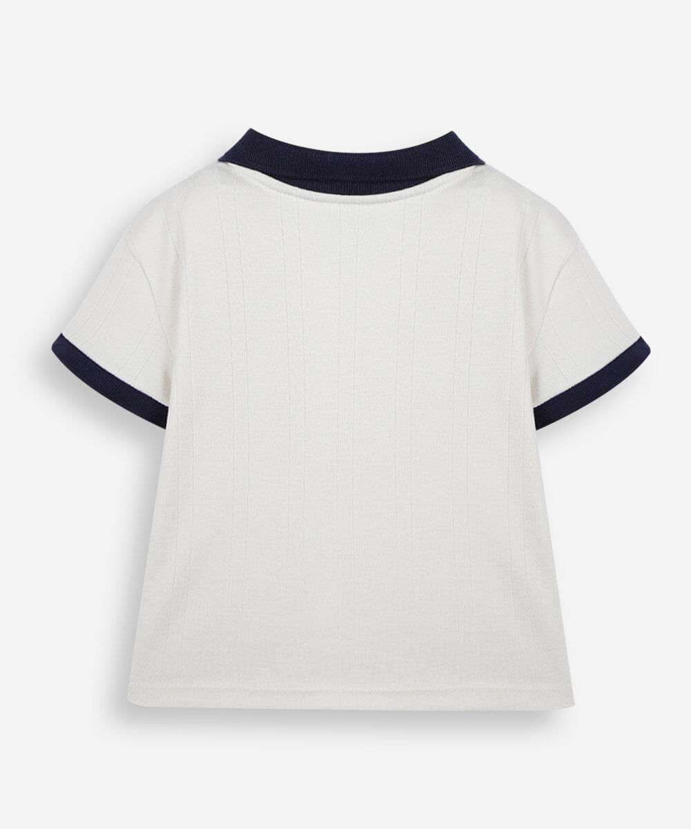 polo infantil com algodão manga curta julia faria e mickey e amigos off white