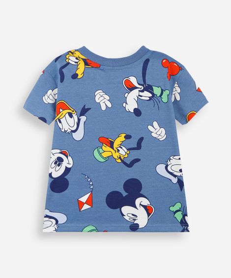 camiseta infantil de algodão manga curta julia faria e mickey e amigos azul