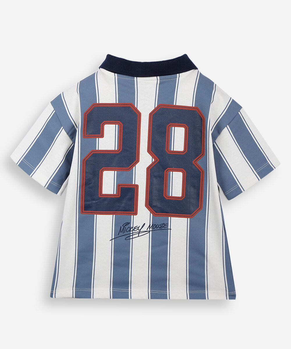 polo infantil com algodão manga curta listrada julia faria e mickey e amigos off white