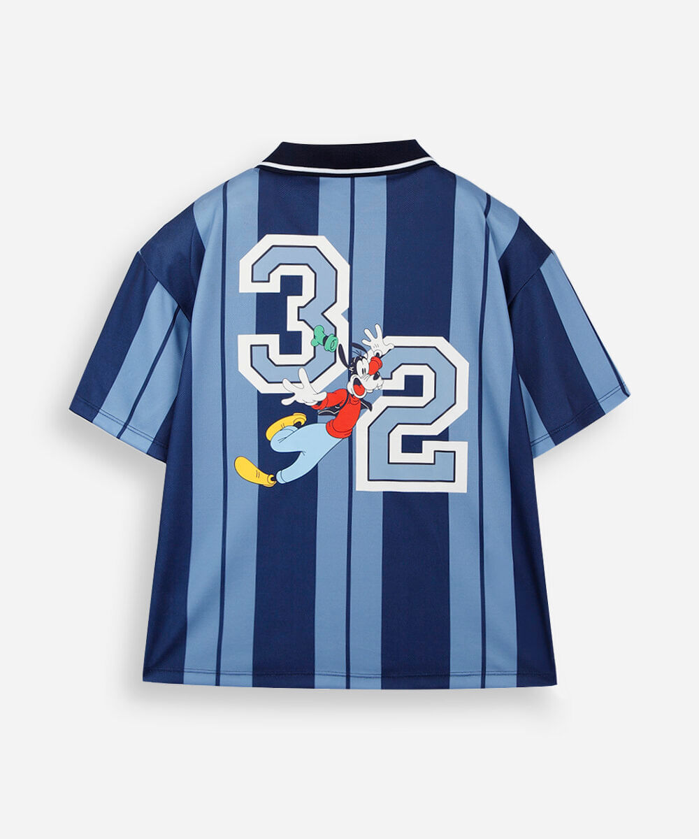 polo juvenil manga curta listrada pateta julia faria e mickey e amigos azul