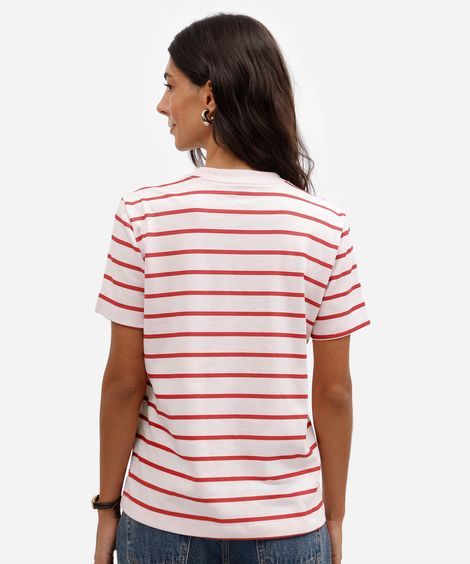 camiseta feminina com algodão manga curta listrada julia faria e mickey e amigos rosa