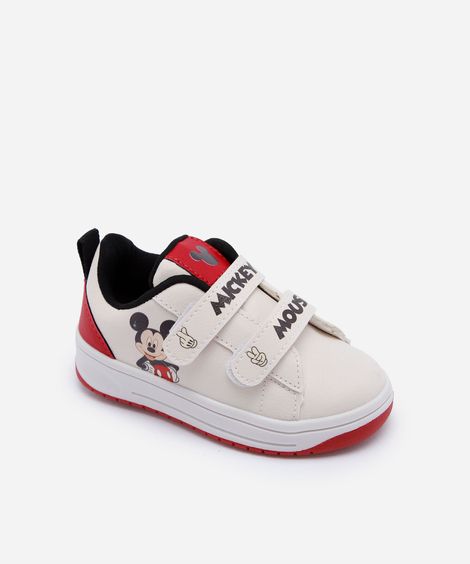tênis infantil com velcro julia faria e mickey e amigos off white