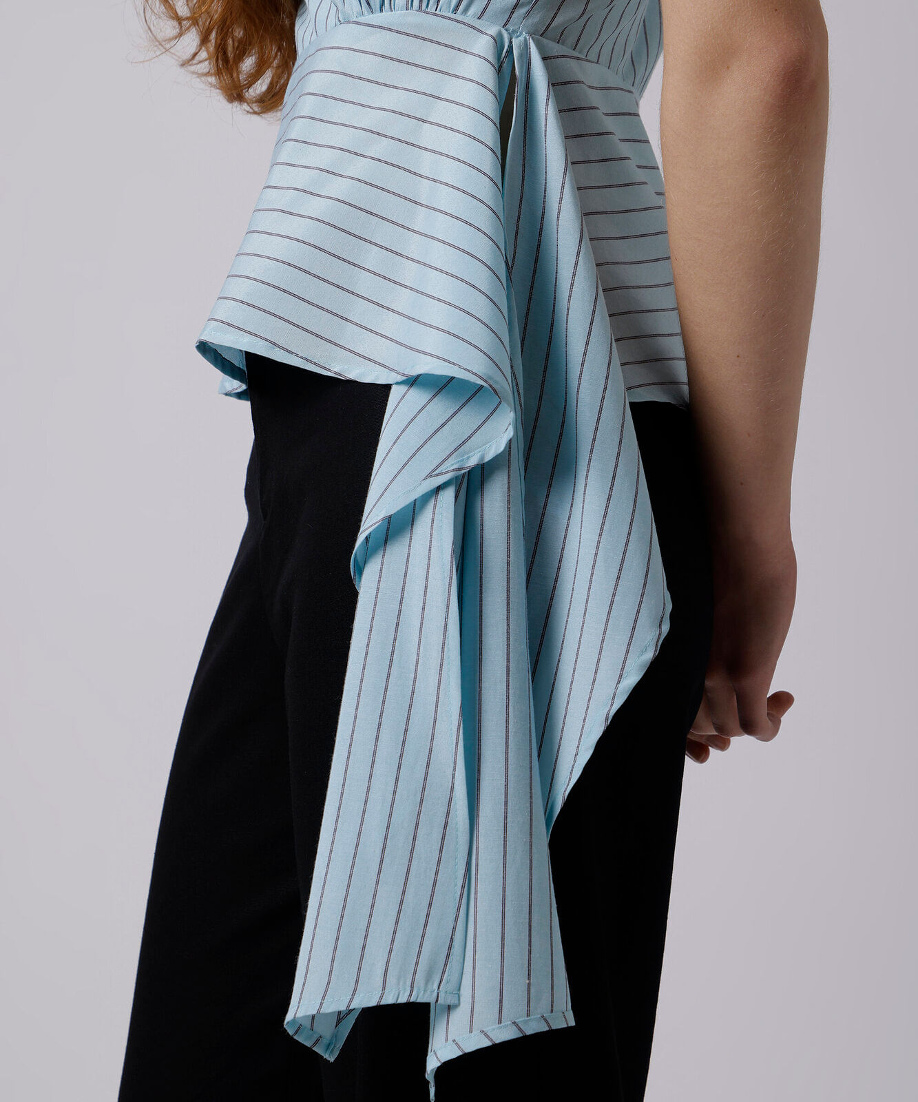 blusa peplum ombro único feminina mindset azul