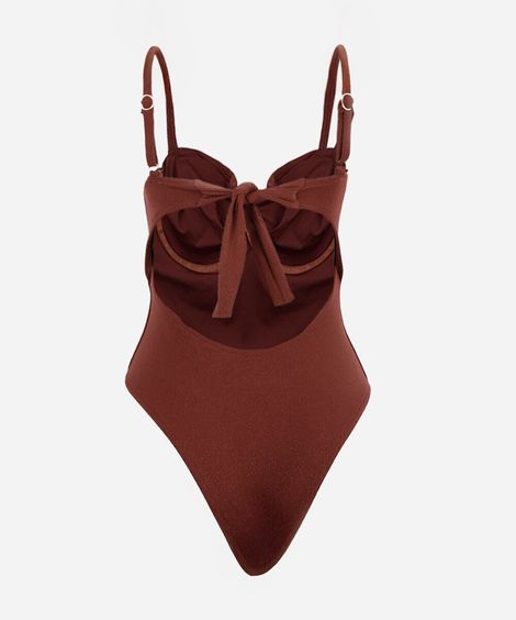 maiô balconet feminino franzido texturizado marrom