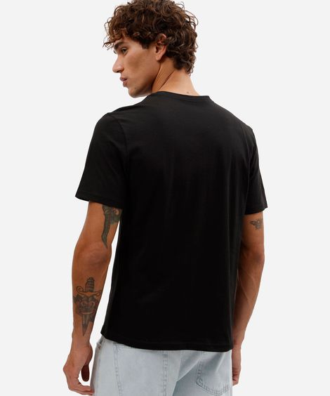 camiseta básica masculina comfort de algodão com decote v preta