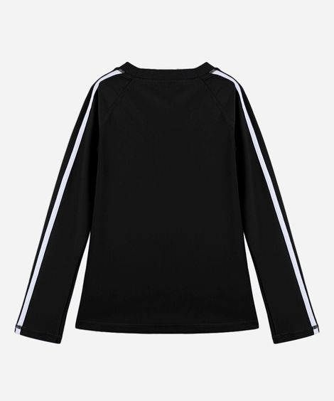 camiseta uv infantil manga longa raglan preta