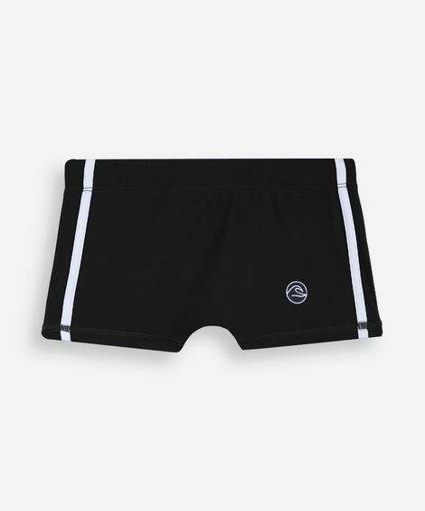 sunga boxer infantil com listras laterais preta