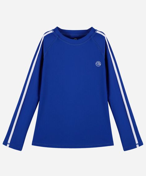 camiseta uv infantil manga longa raglan azul