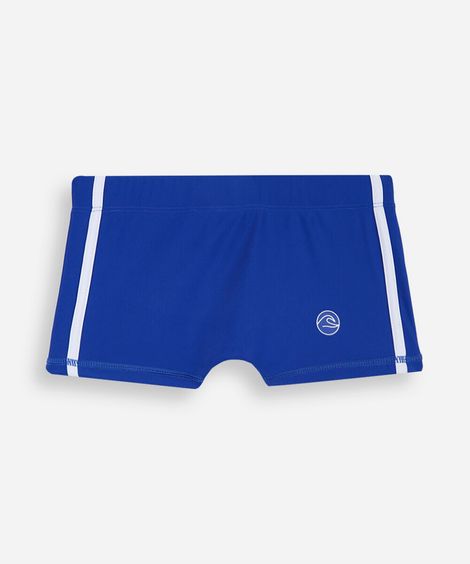 sunga boxer infantil com listras laterais azul