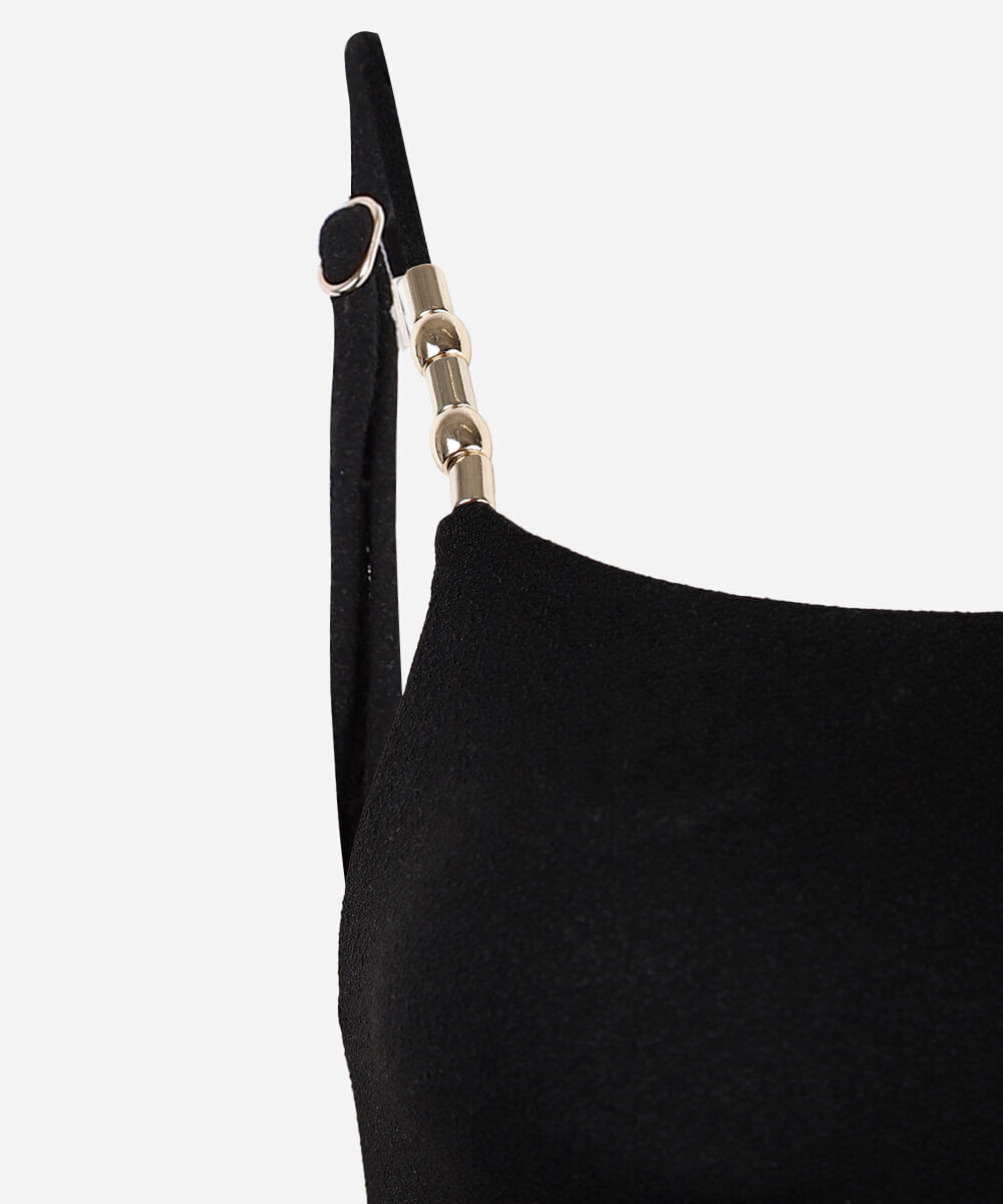maiô feminino alça fina texturizado preto
