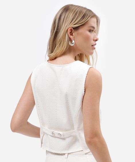 colete feminino cropped de sarja off white