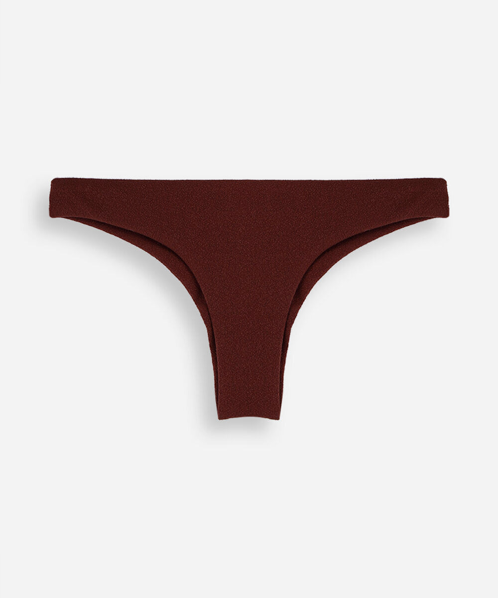 calcinha de biquíni tanga asa delta texturizada marrom