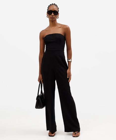 macacão sem alça feminino com viscose preto