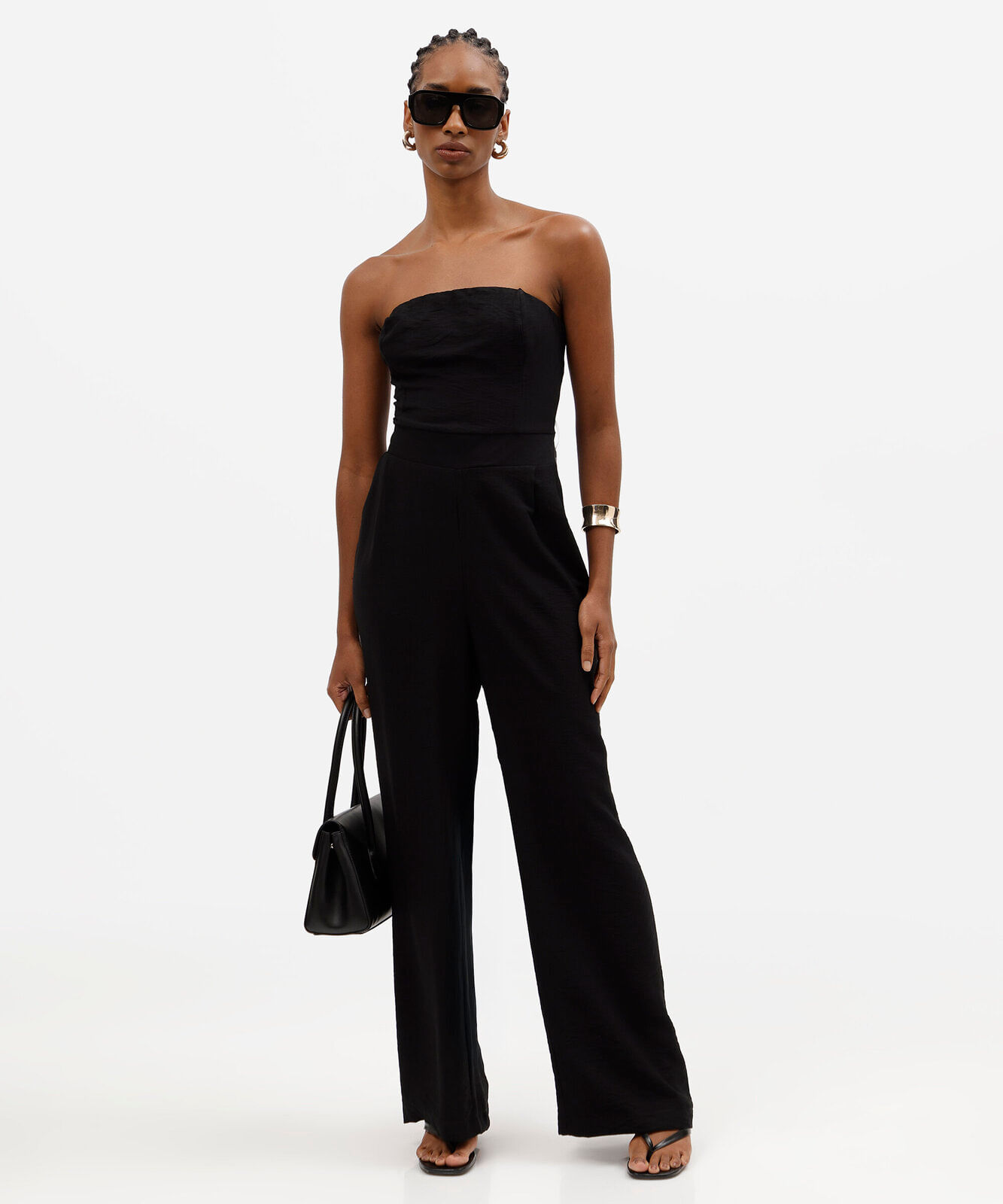 macacão sem alça feminino com viscose preto