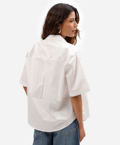camisa oversized feminina de algodão com manga ampla off white