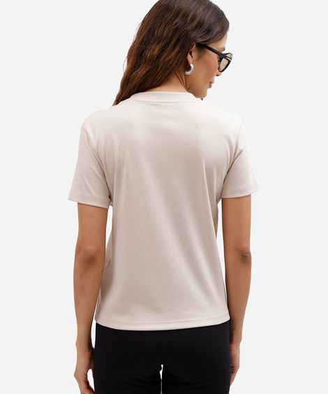 camiseta slim feminina de algodão peruano manga curta básica cinza
