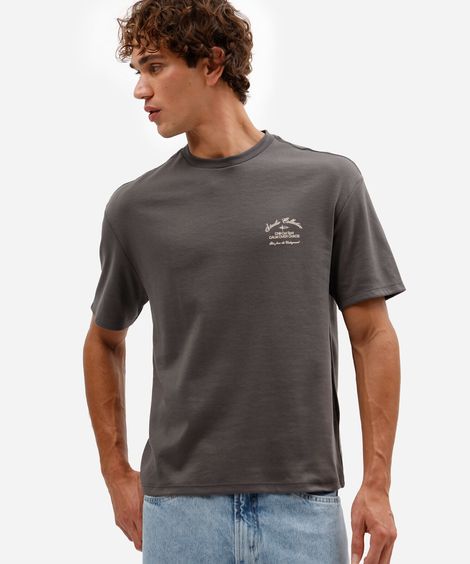 camiseta masculina com algodão manga curta estampada cinza