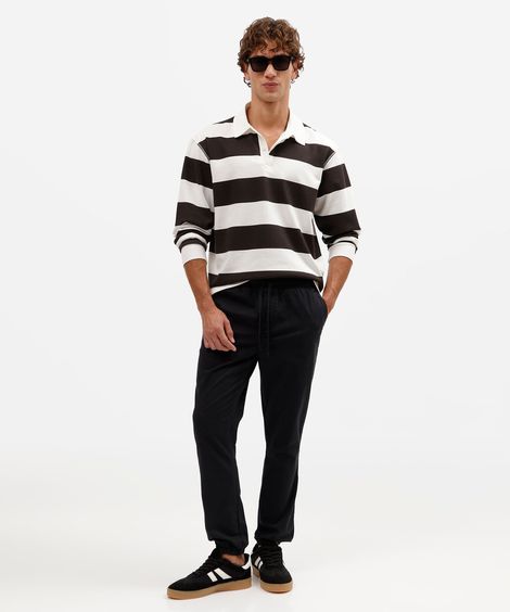 calça jeans masculina slim jogger texturizada preta