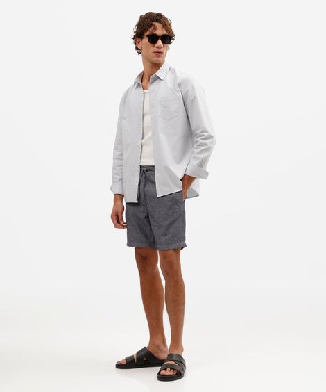 short jogger masculino de sarja cós elástico azul