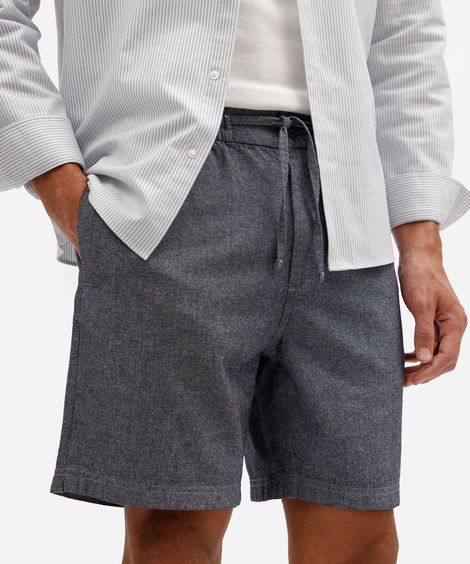 short jogger masculino de sarja cós elástico azul