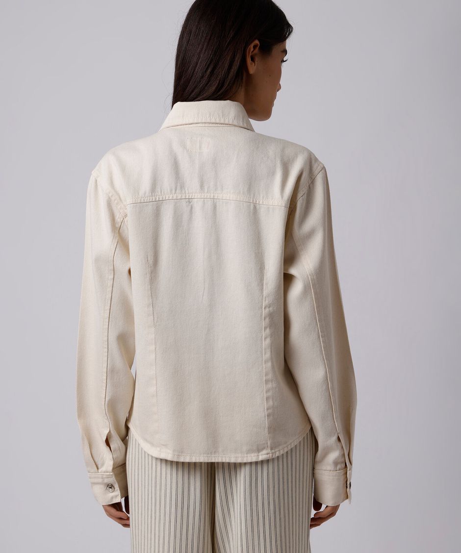camisa feminina de sarja manga longa mindset off white