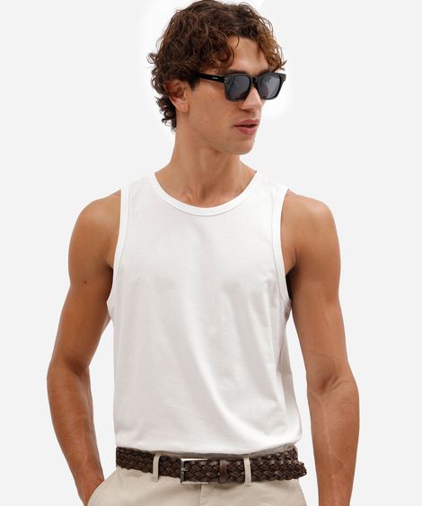 regata básica masculina de algodão branca