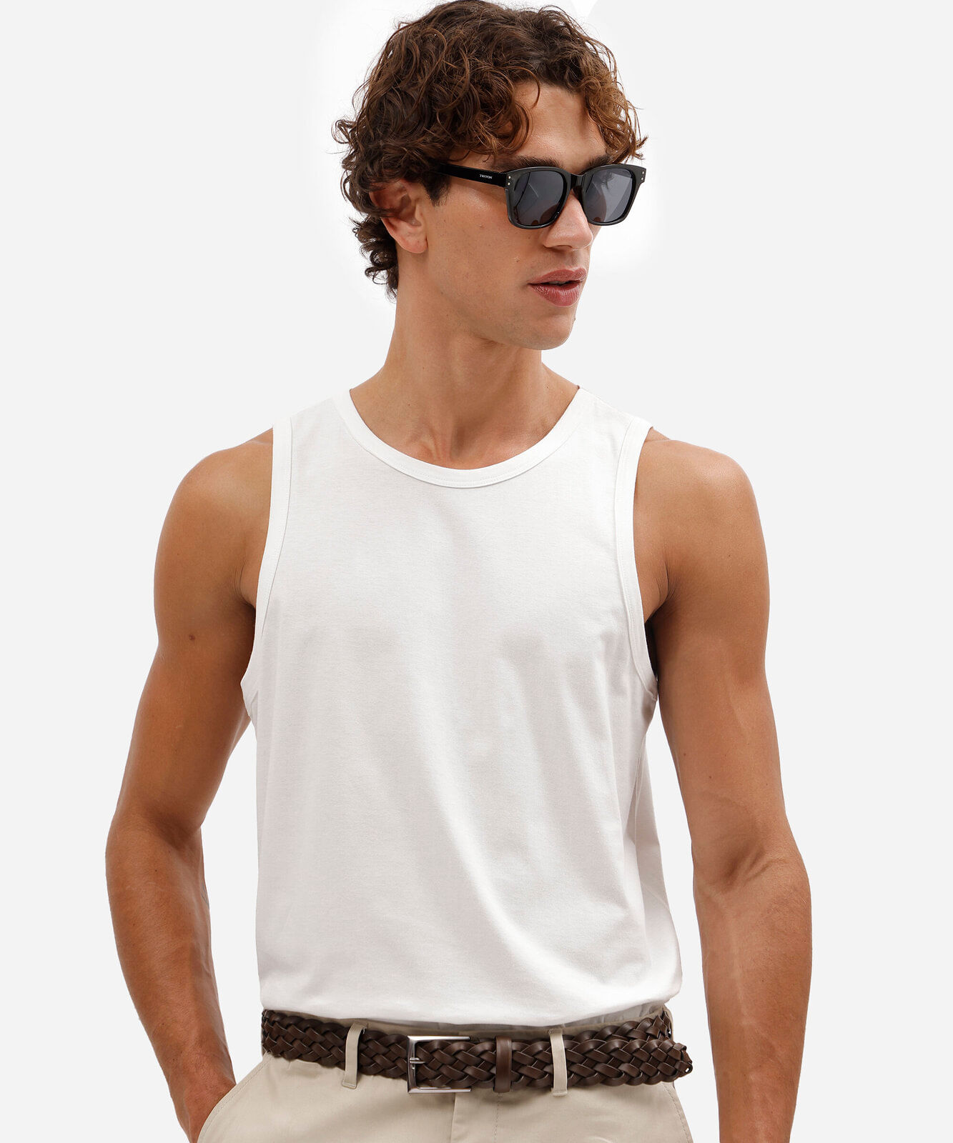 regata básica masculina de algodão branca