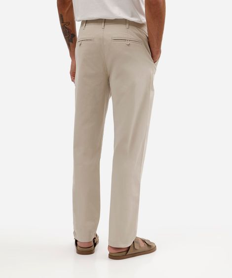 calça chino reta masculina de algodão bege