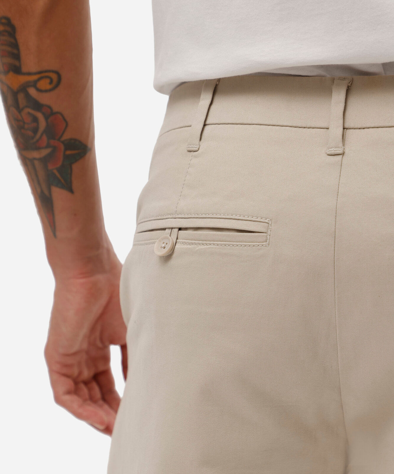 calça chino reta masculina de algodão bege