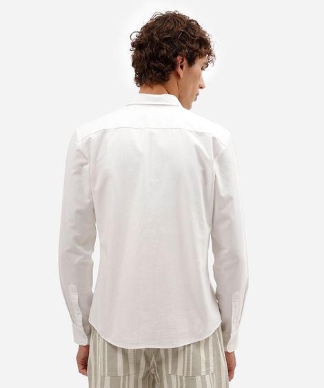 camisa comfort oxford manga longa - branco
