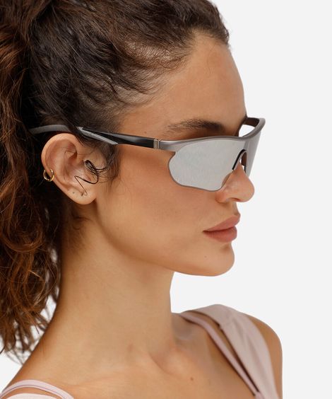 óculos de sol esportivo feminino de acetato cinza