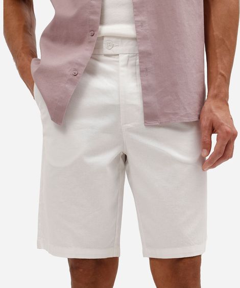 bermuda reta com linho - off white