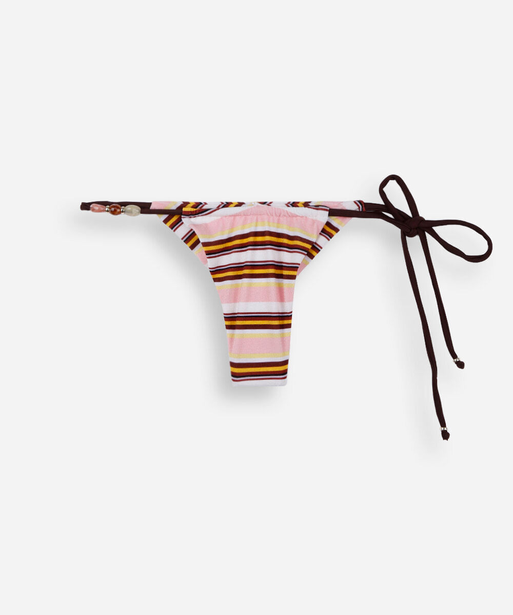 biquíni calcinha tanga feminina listrada texturizada rosa