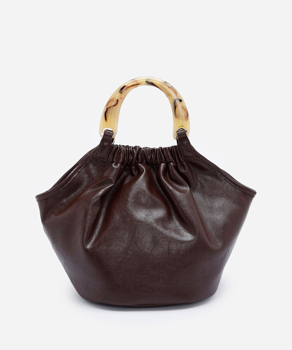 bolsa feminina shoulder com alça de mão em resina marrom