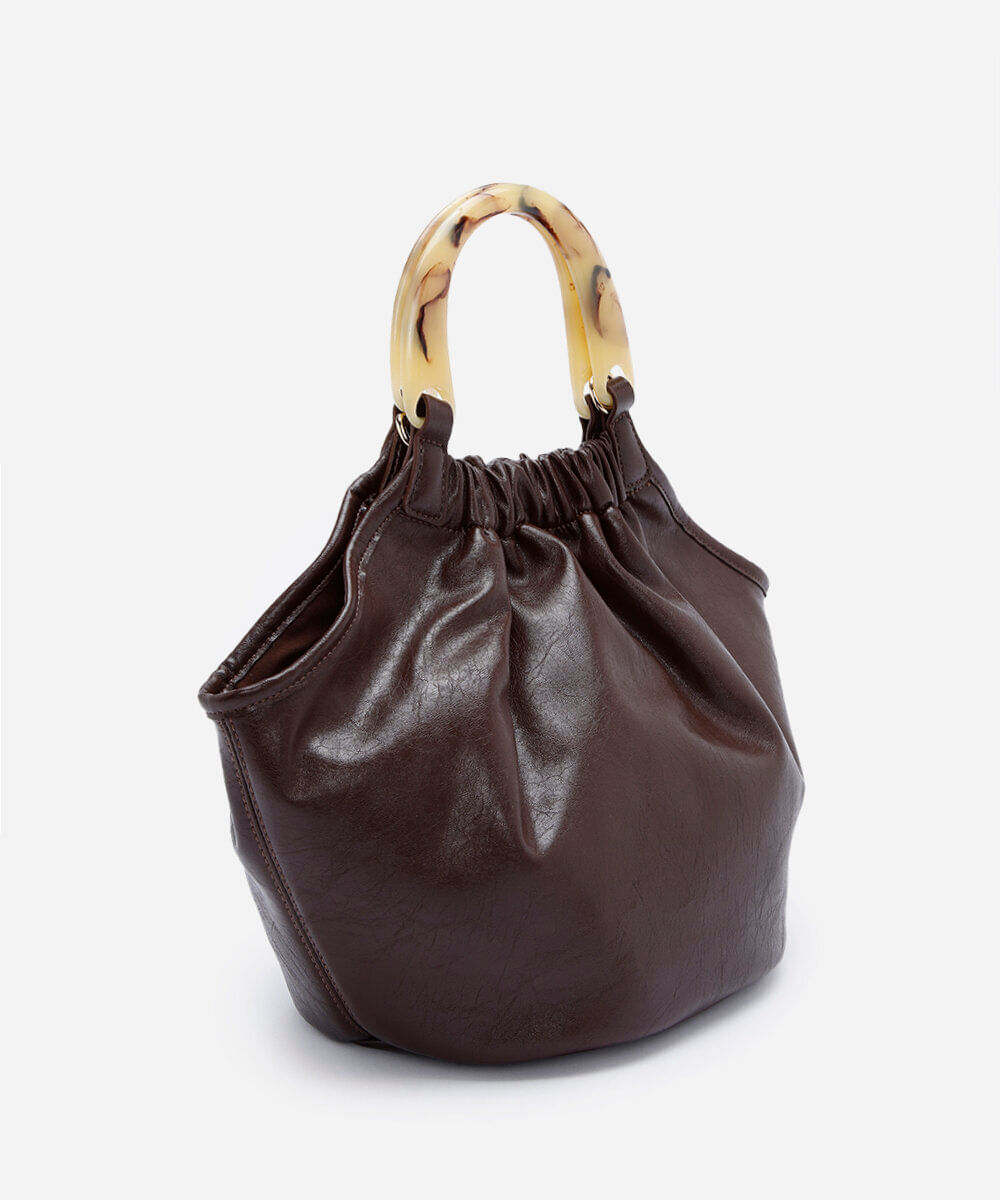 bolsa feminina shoulder com alça de mão em resina marrom