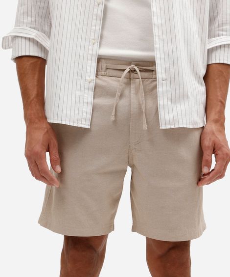 bermuda jogger sarja cós elástico bege