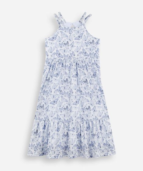 vestido infantil com recorte borboletas off white